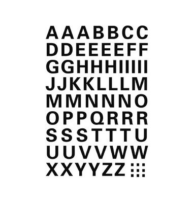 Buchstabenetikett Folie sw A-Z 10mm