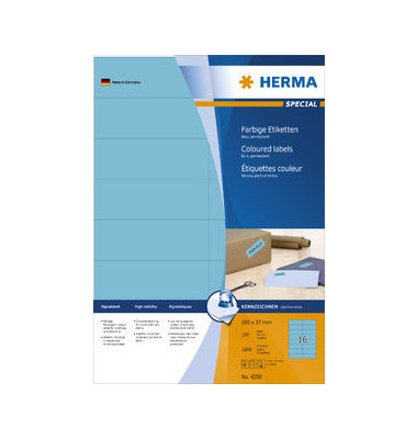 Etiketten Special 4258, blau, 105x37mm, rechteckig