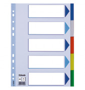 Kunststoffregister 15259, 5-teilig blanko, A4, 120µm, farbige Taben, 5-teilig