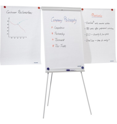Flipchart X-tra!Line Standard Plus, EL-FC22, 68x105cm, lichtgrau, mit Beinen, mit 2 Seitenarmen