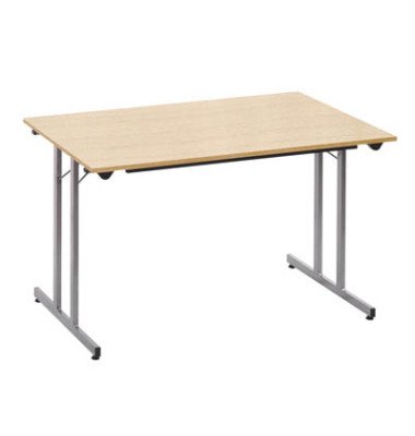 Klapptisch ohne TPMU128EA, 74cm (H), 120x80cm (BxT), rechteckig, ahorn / silber