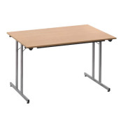 Klapptisch ohne TPMU148HA, 74cm (H), 140x80cm (BxT), rechteckig, buche / silber
