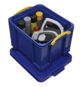 Aufbewahrungsbox 35B, 35 Liter mit Deckel, für A4 Ordner, Hängemappen, außen 480x390x310mm, Kunststoff blau