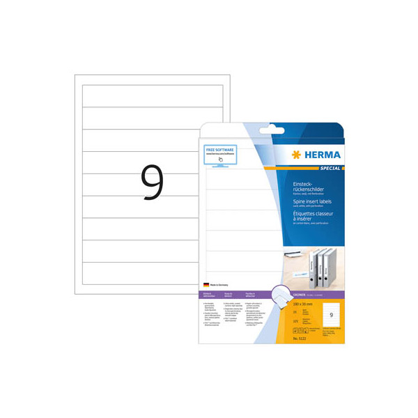 4008705051224 - Rückenschilder Special 5122 weiß schmal kurz 30x190mm einsteckbar 4008705051224 225 Stück
