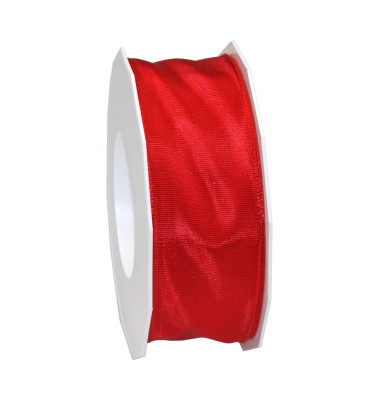 Geschenkband Seidenband Lyon 4644025-609 mit Drahtkante 40mm x 25m glänzend rot