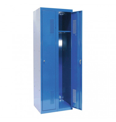 Spind 50322, Metall, 2 Abteile mit 2 Fächern, abschließbar (Schloss separat erhältlich), 60x180cm (BxH), blau