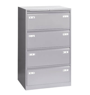 LIGHT H&auml;ngeregistraturschrank 80,0 x 62,2 x 132,1 cm 4 Schubf&auml;cher silber