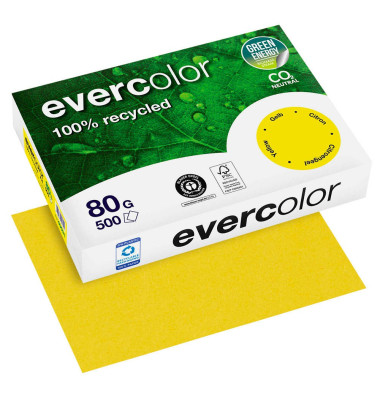 Recyclingpapier evercolor 40031C gelb intensiv A4 80g 
