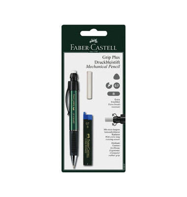 Druckbleistift-Set GRIP PLUS, 130997, Härte B, 0,7mm, metallic grün, mit Radiergummi