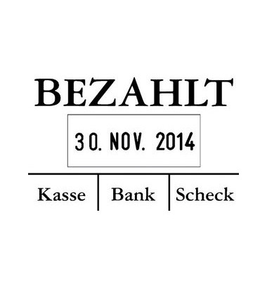 Datum-Plattenstempel BEZAHLT Datum-Plattenstempel BEZAHLT