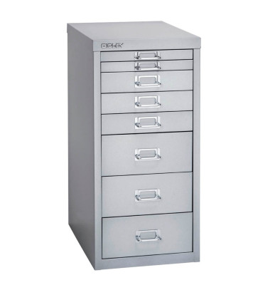 Schubladenschrank MultiDrawer™ 29er Serie L298855, Stahl, 8 Schubladen (Vollauszug), A4, 27,9 x 59 x 38 cm, silber
