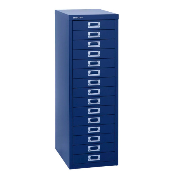 5020073742107 - Schubladenschrank MultiDrawer? 39er Serie L3915839 Stahl 15 Schubladen (Vollauszug) A4 279 x 86 x 38 cm blau 5020073742107