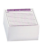 Zettelklotz 239574, Memo Nicht vergessen, 98x98mm, geleimt, weiß, Papier, 500 Blatt