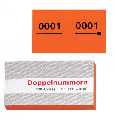 Doppelnummern orange 01-500 5 Blöcke à 100 Abrisse