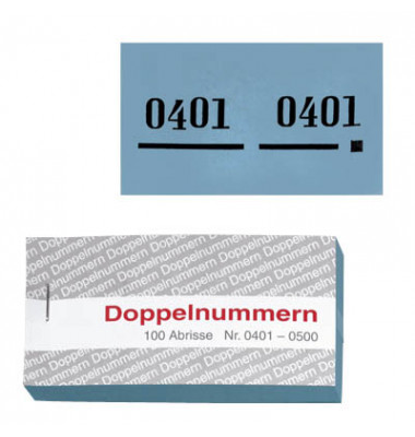 Doppelnummern blau 01-500 5 Blöcke à 100 Abrisse