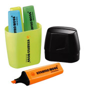 Textmarker-Set BOSS ORIGINAL, 7004-3, Box (4 #) / Box (40 #), farbig sortiert (gelb/orange/gr&uuml;n/blau), 2-5mm Keilspitze
