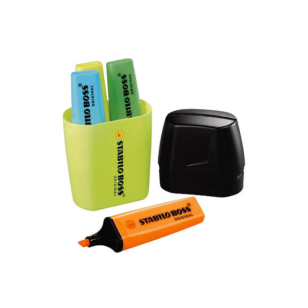 10 Stück Stabilo Textmarker-Set BOSS ORIGINAL, 7004-3, Etui, 4-farbig sortiert, 2-5mm Keilspitze 4006381177160 Stabilo 4 Stück
