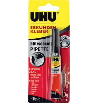 Sekundenkleber 48795 blitzschnell PIPETTE, 10g, permanent