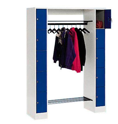 Schließfachschrank 8070 80710-00, Metall, 2 Abteile mit 10 Fächern, abschließbar, 143x195cm (BxH), blau Schließfachschrank 8070 80710-00, Metall, 2 Abteile mit 10 Fächern, abschließbar, 143x195cm (BxH), blau