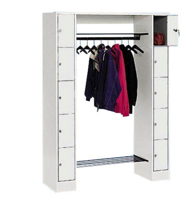 Schließfachschrank 8070 80710-00, Metall, 2 Abteile mit 10 Fächern, abschließbar, 143x195cm (BxH), lichtgrau Schließfachschrank 8070 80710-00, Metall, 2 Abteile mit 10 Fächern, abschließbar, 143x195cm (BxH), lichtgrau