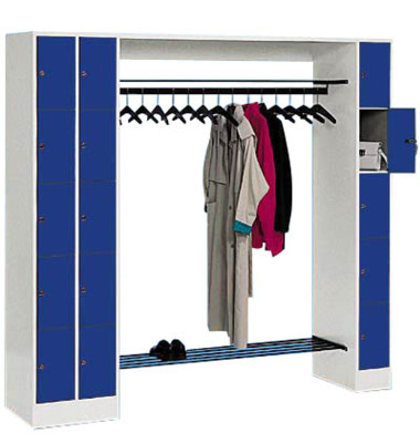 Schließfachschrank 8070 80730-00, Metall, 3 Abteile mit 15 Fächern, abschließbar, 210x195cm (BxH), blau Schließfachschrank 8070 80730-00, Metall, 3 Abteile mit 15 Fächern, abschließbar, 210x195cm (BxH), blau