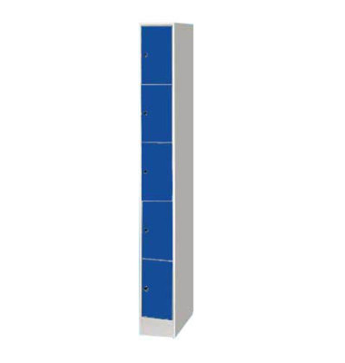 Schließfachschrank S 2000 Classic 80700-10, Metall, 1 Abteil mit 5 Fächern, abschließbar, 24x195cm (BxH), blau Schließfachschrank S 2000 Classic 80700-10, Metall, 1 Abteil mit 5 Fächern, abschließbar, 24x195cm (BxH), blau