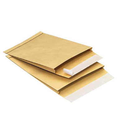 Faltentaschen 30007085, C4, ohne Fenster, 20mm-Falte, haftklebend, 130g, braun