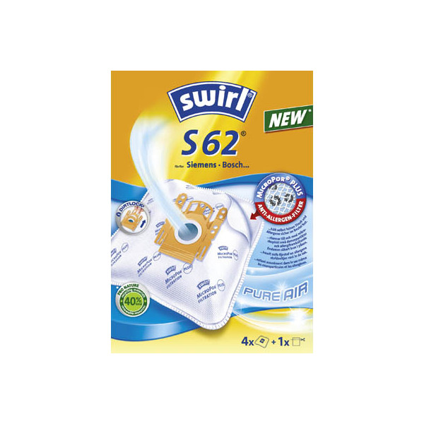 4006508179442 - Staubsaugerbeutel S 62 MicroPor Plus AirSpace 4 Stück + 1 Filter 4006508179442 Swirl