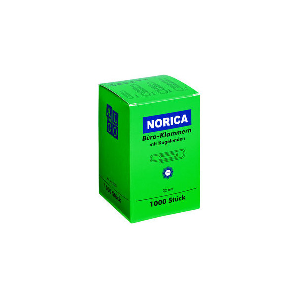 4007735022204 - - Büroklammer ® glatt runde Form mit Kugelenden 32mm Metall verzinkt silber 1000 St Pack