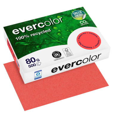 Recyclingpapier evercolor 40029C himbeer intensiv A4 80g 