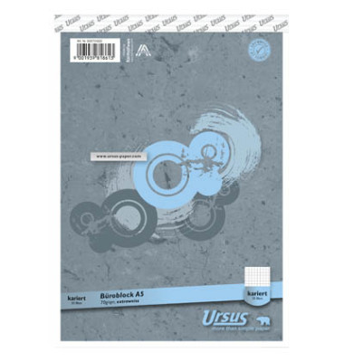 Notizblock 608731020, Muster, kariert, A5, 70g, grau, 50 Blatt