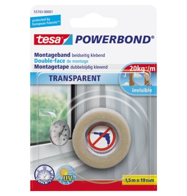 Montageband/55743-00001-00 1,5m x 19mm transparent 2,0 kg/10 cm