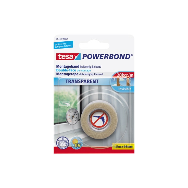 4042448843142 - tesa 55743-00001-02 Montageband tesa® Powerbond Transparent (L x B) 15 m x 19 mm 1 St