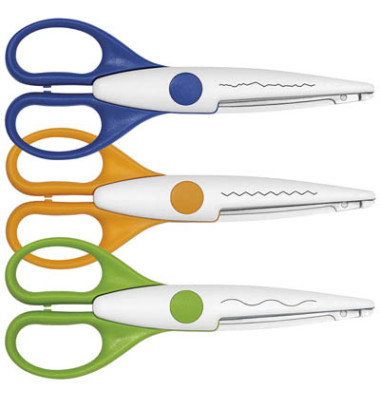Konturenscheren-Set Kreativscheren, Edelstahl, rostfrei, 16cm, grün/violett/gelb