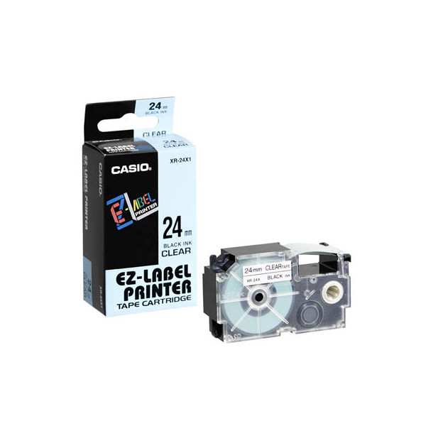 4971850123767 - Schriftband XR-24X1 24mm x 8m schwarz transparent laminiert stark selbstklebend 4971850123767 Casio 4971850123767 - Schriftband XR-24X1 24mm x 8m schwarz transparent laminiert stark selbstklebend 4971850123767 Casio