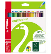 Buntstifte-Set GREENcolors, 6019/2-24, farbig sortiert, sechskant, Packung