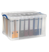 Aufbewahrungsbox 84C, 84 Liter mit Deckel, für A4 Ordner, außen 710x440x380mm, Kunststoff transparent