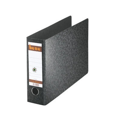 Ordner No.1 90800, A4 quer 75mm breit Hartpappe Wolkenmarmor schwarz