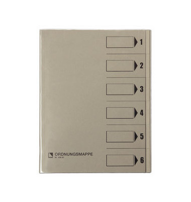 Ordnungsmappe - 83600GR, 1-6, grau, Din A4, 6 F&auml;cher