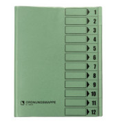 Ordnungsmappe - 83800GN, 1-12, gr&uuml;n, Din A4, 12 F&auml;cher