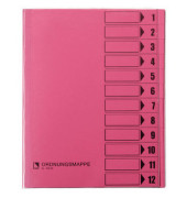 Ordnungsmappe 83800RS, 1-12, rosa, A4, 12 F&auml;cher