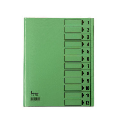 Ordnungsmappe 84800GN, 1-12, intensivgr&uuml;n, A4, 12 F&auml;cher