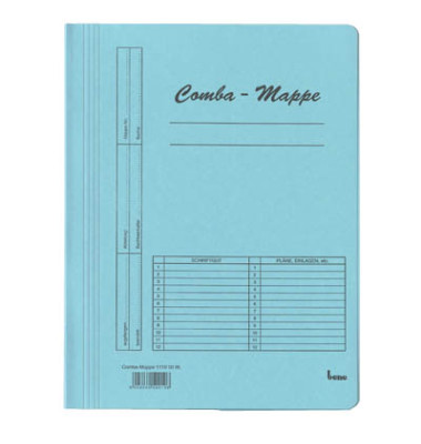 Schnellhefter 111000BL, A4, blau, 250g, Vorderdeckel opak