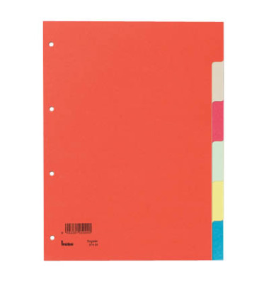 Kartonregister 97400, 6-teilig blanko, A4, 230 g/m&sup2;, farbige Taben, 6-teilig