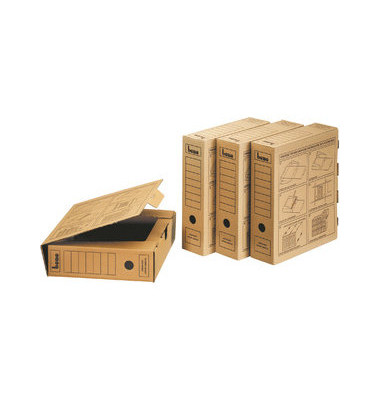 Archivbox 96900NA, A4, braun, innen 32x7,5x28,5cm, Wellpappe