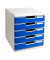 Schubladenbox Modulo 301003D llichtgrau/blau 5 Schubladen geschlossen