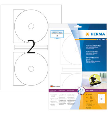 CD Etiketten Maxi 8624 Ø 116 mm weiß
