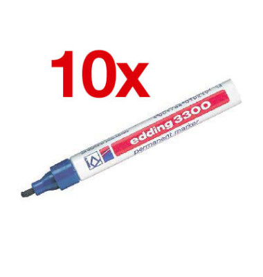 10x Edding 330 1-5mm 10 Stück Permanent Marker Blau Keilspitze 