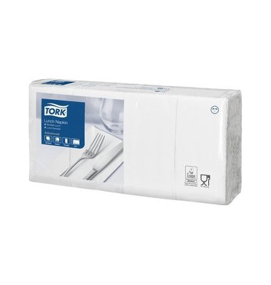 Servietten Advanced 477402, wei&szlig; / Uni, 2-lagig, 33x33cm