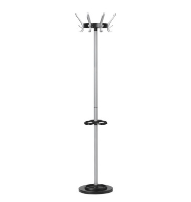 Garderobenständer Cypres 32745, mit 8 Haken, mit Schirmständer, Metall, grau